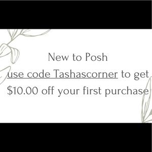 New User Poshmark Promo code save $10 off your first purchase code TASHASCORNER